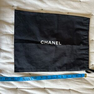 CHANEL Black Drawstring Logo Dust Pouch NWOT